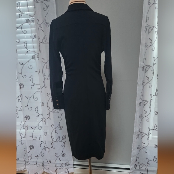 Vintage BANANA REPUBLIC Long Black Bodycon Shirtdress Sz 4 Button Up Gorgeous! - Picture 6 of 7
